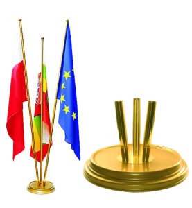 Stojak na flagi 3 ramienny złoty 