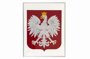 Godło Polski w ramie aluminiowej 30x40 srebrnej