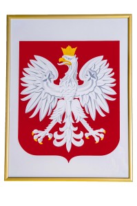 Godło Polski w ramie aluminiowej 30x40 złotej