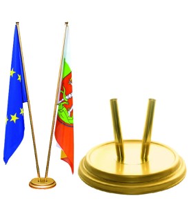 Stojak na flagi 2 ramienny złoty